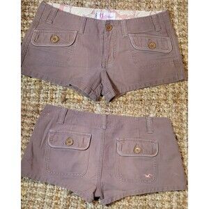 VTG Y2K Hollister Low Rise Shorts Taupe Khaki Mini 2000s Women’s Size 3 Cargo 25